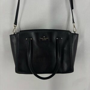 Kate Spade New York Black Leather Satchel Crossbody Tote Handbag Purse Bag